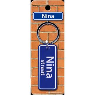 👉 Sleutelhanger blauw staal Paper Dreams Straatnaam Nina 9 Cm 8716764120794
