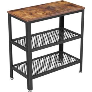 👉 Bijzettafel bruin zwart metaal Hoppa! Songmics - Spaanplaat/metaal 60x30x60 8720574112191