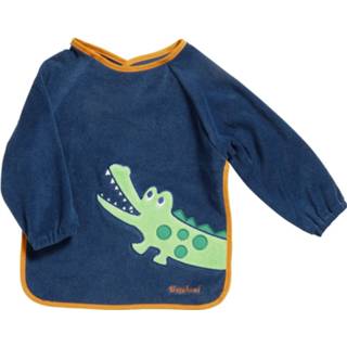 👉 Slab katoen One Size Color-Blauw Playshoes slabbetje met lange mouwen krokodil blauw 30 x 39 cm 4010952484342