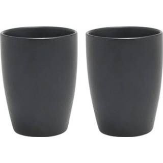 👉 Koffiemok zwart Orange85 - Zonder Oor 2 Stuks Mat 340ml 8720663542083