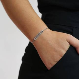 Armband kristal staal One Size Color-Zilver Stalen open bar met 8719802089916