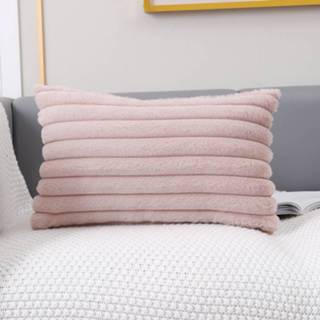 👉 Sierkussen roze vulling polyester Fleece Geribbeld - 30 x 50 cm (inclusief vulling) 6090450610632