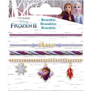 👉 Bedelarmband paars RVS One Size Color-Paars kinderen meisjes Kids Licensing bedelarmbanden Frozen II 4 stuks 8720585106547