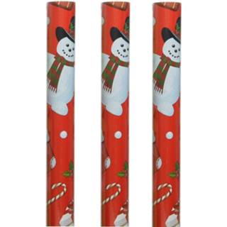 👉 Inpakpapier One Size meerkleurig 3x rollen kerst inpakpapier/cadeaupapier kerstman 200 x 70 cm - Kerstpapier cadeaurollen 8720576317853