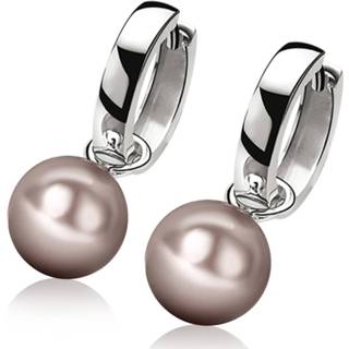 👉 Oorring parel zilver One Size array Zinzi ZICH266C Oorringbedels fuchsiaroze 10 mm (zonder oorringen) 8718968113749