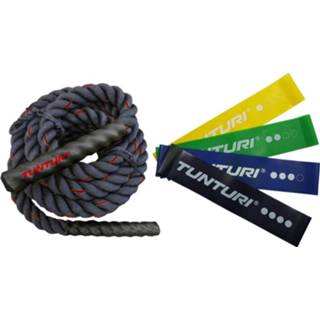 👉 Fitness set Tunturi - Battle Rope 9 Meter Weerstandsbanden 4 Stuks 8720679640063