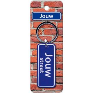👉 Sleutelhanger blauw staal Paper Dreams Straatnaam Jouw 9 Cm 8716764119866