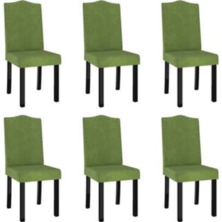 👉 Eetkamerstoel groen fluweel Vidaxl Eetkamerstoelen 6 St Lichtgroen 8720286639306