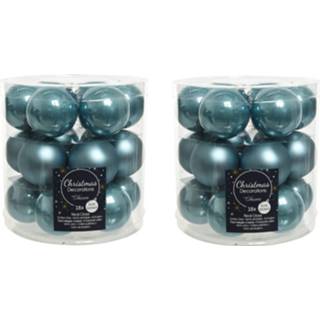 👉 Kerstbal blauw glans 36x Stuks Kleine Glazen Kerstballen Ijsblauw (Blue Dawn) 4 Cm Mat/glans - 8720576167496