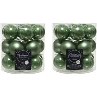 👉 Kerstbal groen glans 36x Stuks Kleine Glazen Kerstballen Salie (Sage) 4 Cm Mat/glans - 8720576167427