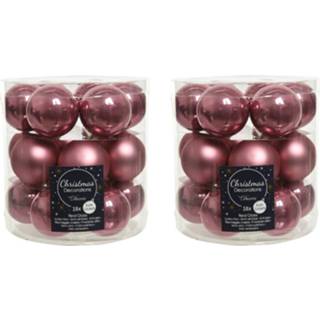 👉 Kerstbal roze glans 36x Stuks Kleine Glazen Kerstballen Oud (Velvet) 4 Cm Mat/glans - 8720576167281