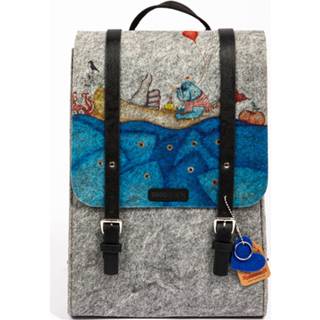 👉 Grijs blauw mannen Biggdesign-mr. Allright Man-vilt Rugtas-grijs Vilt-blauw Patroon-26x37x9cm 8681126412704