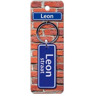 👉 Sleutelhanger blauw staal Paper Dreams Straatnaam Leon 9 Cm 8716764119231