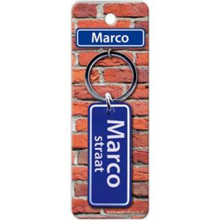 👉 Sleutelhanger blauw staal Paper Dreams Straatnaam Marco 9 Cm 8716764119286