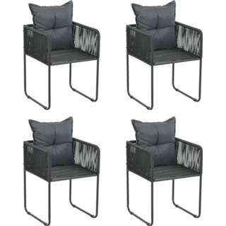👉 Terrasstoel zwart Vidaxl Tuinstoelen 4 St Met Kussens Poly Rattan 8720286181935