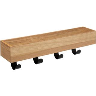 👉 Kapstok zwart metaal MDF 4goodz Met Opbergvak 4 Haaks Metaal/mdf 50x10x15 Cm - 6013921577593