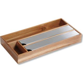 👉 Keukenrolhouder acaciahout RVS 4goodz Met Afscheurplaten - 42x19x5 Cm 6013938376301