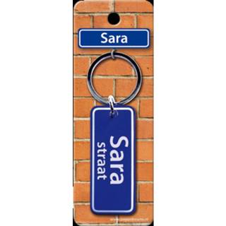 👉 Sleutelhanger blauw staal Paper Dreams Straatnaam Sara 9 Cm 8716764120909