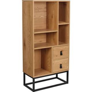 👉 Boekenkast bruin zwart MDF metaal 4goodz Boras / 60x29x120 Cm - 6013919374333