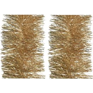 👉 Kerstboom bruin 2x Stuks Slingers/lametta Guirlandes Camel 270 X 10 Cm - Kerstslingers 8720576320471