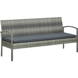 👉 Tuinbank grijs Vidaxl 3-zits Met Kussen Poly Rattan 8719883855547