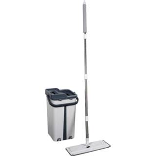 👉 Dweilsysteem grijs 4goodz Flat Mop 142 Cm Met Emmer 6 Ltr - 6013947550570