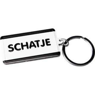 👉 Sleutelhanger zwart wit staal Paper Dreams Schatje 13,5 X 4,5 Cm Zwart/wit 8716764007361