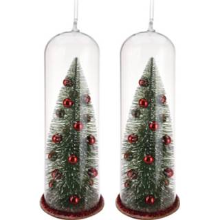 👉 Kerstboom rode 2x Stuks In Stolp Kerstversiering Hangdecoratie 22 Cm - Kersthangers 8720576706640
