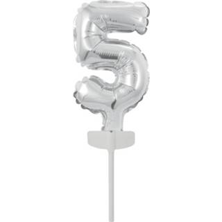 👉 Folieballon zilver Amscan Cijfer '5' 18,5 X 9 Cm 194099068727