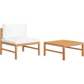 Teakhout Vidaxl 2-delige Loungeset Met Crèmekleurige Kussens 8720286300152