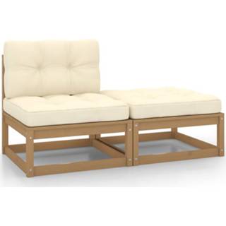 Grenenhout Vidaxl 2-delige Loungeset Met Kussens Massief Honingbruin 8720286355763