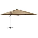 👉 Zweefparasol Vidaxl Met Paal En Led-verlichting 300 Cm Taupe 8720286181515