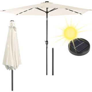 👉 Parasol Crème Met Led Solar, Ø 300 Cm, Rond, Zwengel 4064649013650