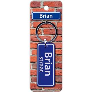 👉 Sleutelhanger blauw staal Paper Dreams Straatnaam Brian 9 Cm 8716764118807