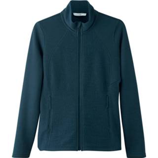 👉 Vrouwen 48 zwart blauw Hessnatur - Women's Leichte Wollfleece-Jacke Bio-Merino Fleecevest maat 48, zwart/blauw 4057983935894