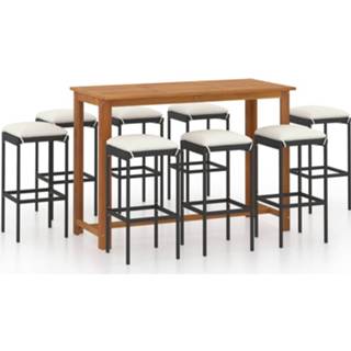 👉 Zwart active 9-delige Tuinbarset met kussens 8720286340424