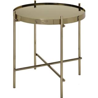 👉 Bijzettafel messing Womo-design Ø 43x45 Cm Oud Glanzend Met Glazen Blad 4064649020375