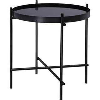 👉 Bijzettafel zwart Womo-design Ø 43x45 Cm Mat Met Glazen Blad 4064649020382