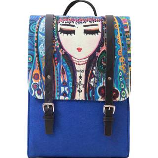 👉 Blauw grijs Biggdesign-blue Water-rugtas-vilt -Grijs Vilt-blauw Patroon-26x37x9cm 8681126425704