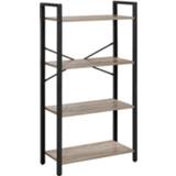 👉 Boekenkast grijs zwart staal hout Nancy's Climax - Opbergrek Rek 4 Niveaus 120 Cm Bewerkt Industrieel 6019922660647