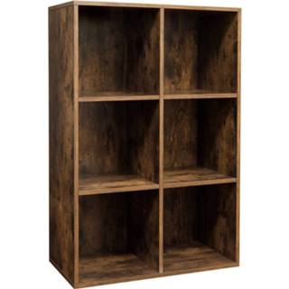 👉 Boekenkast bruin Nancy´s - 6 Vakken Kubusvormige Kast Opbergkast Vintage Spaanplaat Donkerbruin 65,5 6013832253258