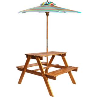 Kinderpicknicktafel acaciahout kinderen Vidaxl Met Parasol 79x90x60 Cm Massief 8718475613664