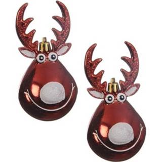 👉 Figuurtje rood 10x Kersthangers figuurtjes rendier Rudolph kerst 11 cm