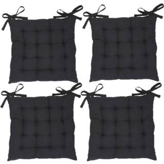 👉 Zitkussen zwart Today Set 4x Stoelkussens Voor Eetkamer - Stoelkussen 40x40 Cm Zitkussens Met Lint 4 Kussens 3574643566539
