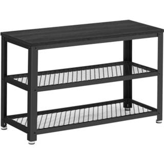👉 Schoenenrek zwart Acaza Stevig Met Industriële Look - Rek Voor Schoenen Frame En Bankje, Zwart, 73x30x45cm 5400943019636