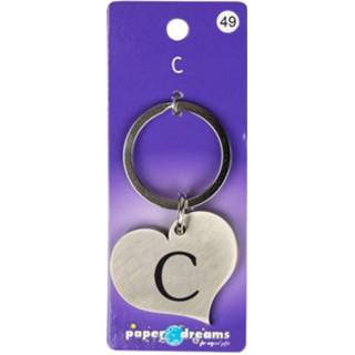 👉 Sleutelhanger staal zilver Paper Dreams Hart Letter C 10 X 4 Cm 8716764123900