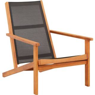 👉 Loungestoel zwart Vidaxl Massief Eucalyptushout En Textileen 8719883826707