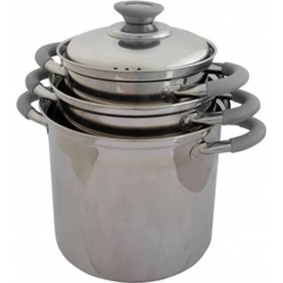 👉 Pannenset staal zilver Eurotrail Roma 1,6/2,3/6,3 Liter 3-delig 8718685012042