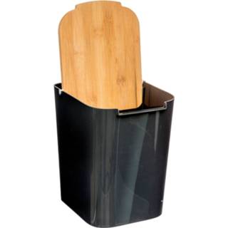 👉 Afvalbak zwart bamboe 4goodz Aanrecht Afvalbakje 5 Liter Deksel 22x18x24 Cm - 6013923612612