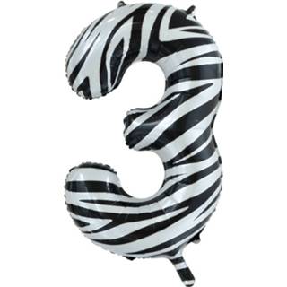 👉 Folieballon zwart wit Globos Cijfer 3 Zebra 86 Cm Zwart/wit 5712735007005